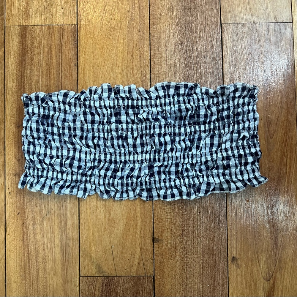 Blue and White Gingham Smocked tube tope (Free People One)